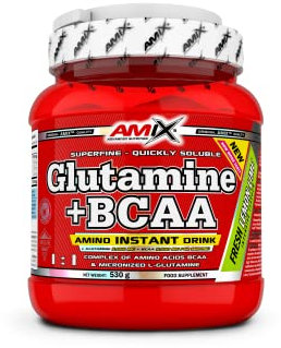 AMIX - Bcaa Glutamina - 530 Gramos - Complemento Alimenticio de Glutamina en Polvo - Reduce el Catabolismo Muscular - Ideal para Deportistas - Sabor Lima Limón - Aminoácidos Ramificados