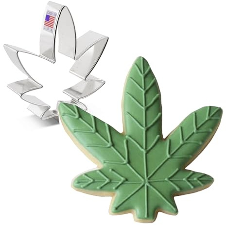 Marihuana-Keksausstecher in Kanabisform Hanf Blatt Ausstechform, 8,9 cm von Ann Clark Cookie Cutters | Perfekte Größe und Form, Amerikas größter Keksausstecher, lebensmittelechter amerikanischer Stahl
