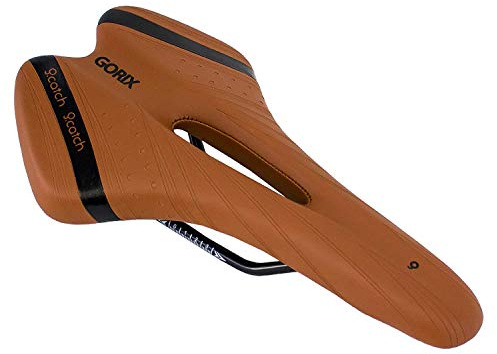 GORIX Bike Saddle Seat Comfortable Cushion with Rail Mountain Road Bicycle for Men and Women (A6-1) (Light Brown×Black)