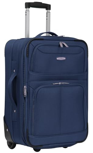 ARIANA® Lightweight Hand Luggage Cabin Size Trolley Suitcase Carry On Travel Bag 55x38x23cm (Small - 21 (Cabin Size), Navy)