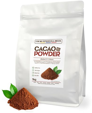 Cacao V Delta Cacao Puro en Polvo Alcalinizado 1Kg - Cacao en Polvo 10/12 Sin Azúcar, Sin Gluten, Sin Alérgenos, Vegano y No GMO - Antioxidante con Flavonoides para una alimentación Óptima