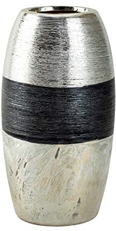 Lifestyle & More Vase de décoration Moderne Vase de Fleurs Vase de Table en céramique Argent/Anthracite Hauteur 21 cm