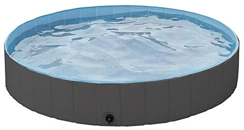 costoffs Foldable PVC Dog Paddling Pool Pet Swimming Pools for Puppy Bath Tub Indoor Outdoor 4 Colors M/L/XL/XXL (Black, XXL (160 x 30 cm))