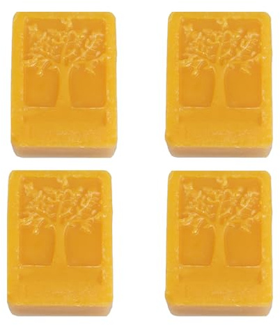 CoolCrafts 4 Piezas Cera de Abeja Natural Bloques de Cera de Abeja Amarillo para Velas, Cosmetica, Pulido de Muebles - 400g