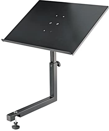 K&M 12162 Ablage Schwarz aus Stahl - Erweiterung für DJ Tisch - Höhe und Neigung verstellbar - mit Anschlagleiste