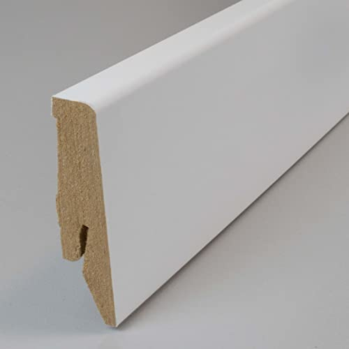PROVISTON | Sockelleisten | Klassisches Profil | 18 x 58 x 2500 mm | MDF Foliert | Weiß | Lackierfähig | Moderne Fußleiste | 1 Stück