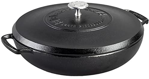 Lodge Blacklock 17 Triple Seasoned Cast Iron Braiser with Lid - Dutch Oven with Nonstick Finish - Lightweight Cast Iron Braiser - Dutch Oven Cookware - Cooking Pot with High-Heat Aluminum Knob