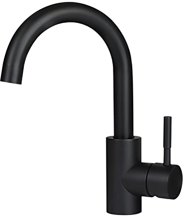 Mursche Wasserhahn Bad Waschtischarmatur Waschbecken - Armatur Schwarz Warm- und Kaltwasserhahn 360° Drehbar Hochdruck Edelstahl Mischbatterie Badarmatur, Für Badezimmer WC Spül Küche