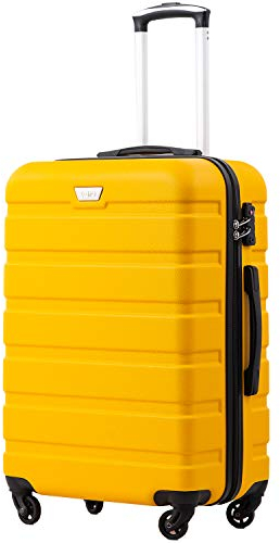 COOLIFE 20 Inch Carry On Suitcase for EasyJet, ABS+PC, Hardshell, Lightweight Durable Travel Cabin Luggage with 360°Rubber Spinner Wheels, YKK Zipper, Telescopic Handle, TSA Lock, Lemon Yellow