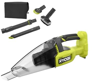 RYOBI Pack Aspirateur à Main RHV18-0 - 18V One+ - 600ml - sans Batterie ni Chargeur - Kit 6 Accessoires RAKVA04 pour Nettoyage Automobile