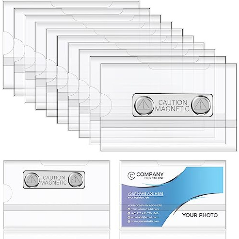 Faccito Magnetische Namensschilder 90 x 55 mm ID PVC Magnet Namensschild Name Plate für Kleidung Ausweishalter Arbeit Büro Konferenz Abzeichen Schule Unternehmen (10 Stück)