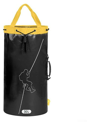 Seiltasche – Outdoor-Ausrüstung und Baumpflegerausrüstung, Eimer-Tasche mit Kordelzug, Seil-Aufbewahrungstasche, Wandern, Klettern, Höhlen, Drainage, Schulter-Werkzeug-Rucksack, Schwarz , 55L, Modern