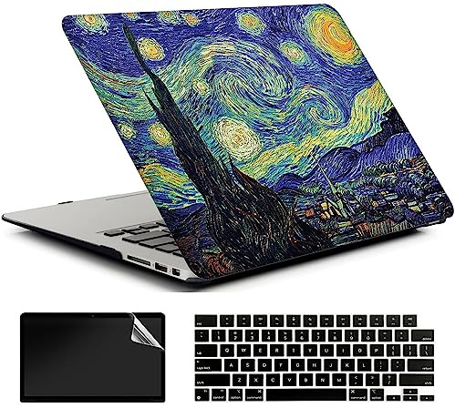 AMCJJ Kompatibel mit MacBook Pro 14 Zoll Hülle 2023 2022 2021 M3 A2918 A2992/M2 A2779/A2442 M1,Schutzhülle Cover & EU Tastaturschutz & Displayschutz,Sternennacht 1