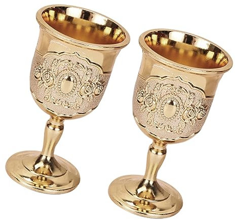 BESTonZON 4pièces Tasses à Vin Élégantes Doré De Goblets Rétro Pour Fêtes Et Banquets Design Chic Et Créatif Parfaites Pour Vin Whisky