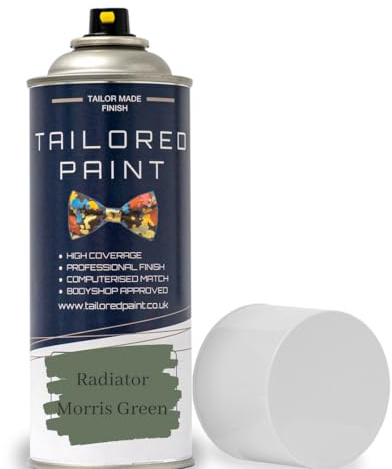 Tailored Paint Premium Radiator Aerosol Spray Paint Heat Resistant To 100ºC - Quick Air Dry No Primer Needed (Satin, Morris Green)