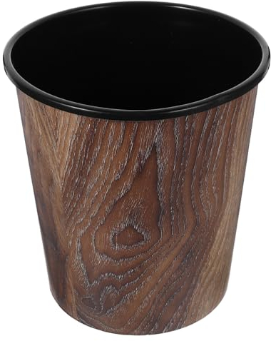 Poubelle en Plastique 7l Marron à Grain de Bois Imitation