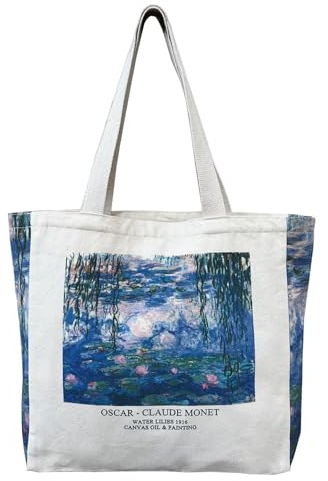 Tibroni Jutebeutel Bedruckt Vintage, Jute Beutel mit Reißverschluss, Canvas Tote Bag Aesthetic, Einkaufstasche Bag, Taschen Groß Umhängetasche Stofftaschen Geschenk