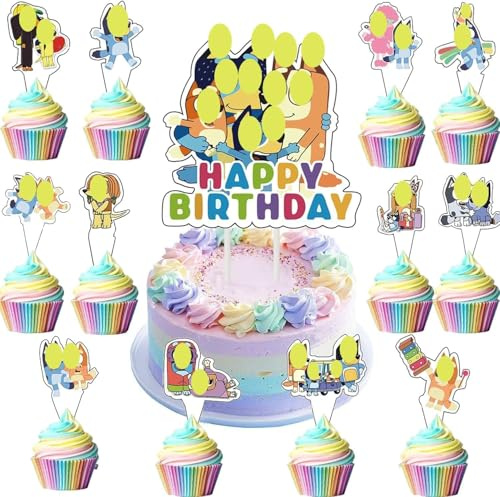 Dog Tortendeko 25 Stück Cupcake Toppers Kindergeburtstag Deko, Cupcake Toppers Kuchen Deko für Junge Mädchen Kinder Geburtstag Party Dekorationen
