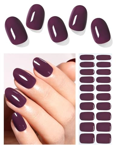 Wahrshei Nagelfolien | 20 Plum UV Gel Nagelfolie | Nagelfolie Selbstklebend | Gel Nail Stickers, Gellack Wraps für Nagel