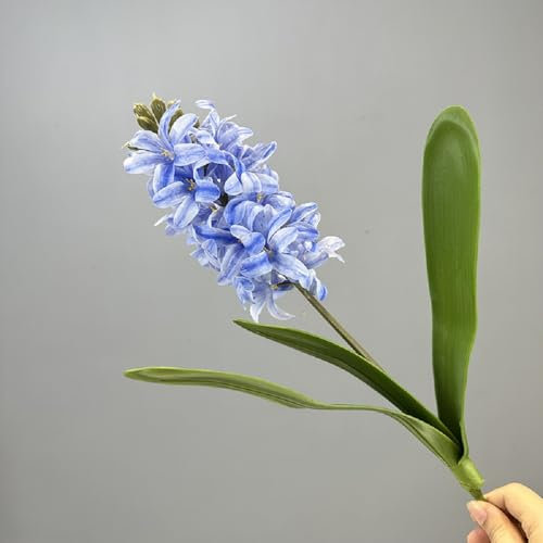ABCWARRT 6pcs künstliche Hyazinthen 3D gedruckte Reale Touch gefälschte Blumen Hochzeit Dekor Simulation Blume lila Hyazinthe Home Hotel Dekoration (blau)