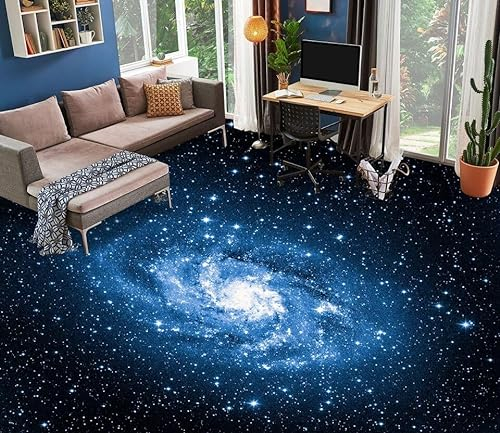 Benutzerdefinierte Boden Wasserdichte Stereo-Aufkleber 3D Blauer Stern, 430 * 300cm 3D-Bodenfliesen Aufkleber Bodenbelag Tapete Wandbild PVC Wasserdicht selbstklebende Tapete Wohnkultur