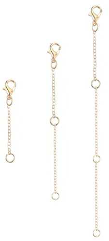 Dimeho Gold Necklace Extenders 3 Sizes Necklace Chain Extenders with Lobster Clasp, Gold Plated Solid Brass Adjustable Extender for Jewelry Bracelet Anklet Extension(2, 4, 6 Inches, 3 Pcs)