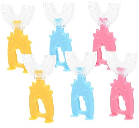 PLAFOPE 6stücke Teiliges U-förmige Kinderzahnbürsten Aus Weichem Manuelle Zahnbürsten Für Optimale Mundreinigung Ergonomischer Griff Für Müheloses Zähneputzen Von Kindern