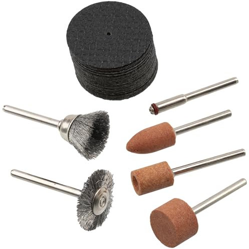 AERZETIX - C77469 - Ensemble de 21 pièces pierres meules support disques abrasifs brosses sur tige pour visseuse outil rotatif multifonction - ponçage polissage ébavurage