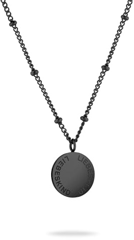 LIEBESKIND BERLIN Damen Halskette mit rundem Anhänger – Silber, Gold, Roségold, Schwarz – verstellbar – Geschenkidee