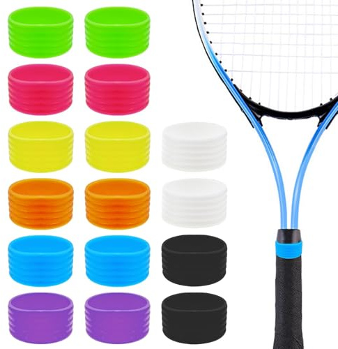 Qusmeiyici Lot de 16 bandes de préhension pour raquette de pickleball, raquette de tennis sécurisée, anneau en caoutchouc en silicone pour raquette de squash, raquetball, poignée de batte de baseball