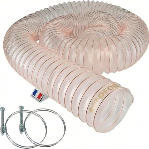 Tuyau flexible d'aspiration en polyuréthane - Diamètre de 100 mm + 2 colliers de serrage - 2,5 MÈTRES