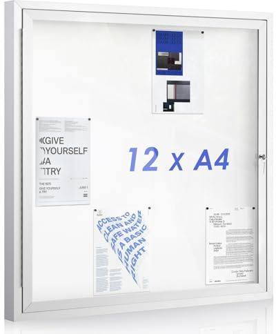Swansea 12 x A4 panneau affichage exterieur en aluminium, verrouillable, résistante aux intempéries, vitrine affichage extérieur, verre acrylique