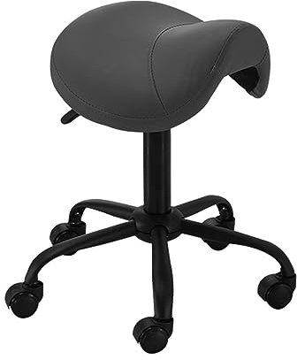Ergonomischer Stuhl Medizinischer Sattelhocker, 43 cm - 53 cm hydraulischer Rollhockerstuhl, 360 ° drehbarer Sattelstuhlsitz für Zuhause, Arbeit, Bürositz (Farbe: Schwarz)