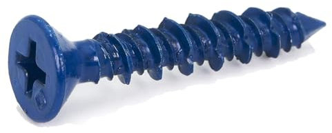 Swiixxer 100 Piezas 3/16 X 1-1/4 Pulgadas Azul Plano Concreto Diamante Punta Tornillo Anclaje para Anclaje una MamposteríA