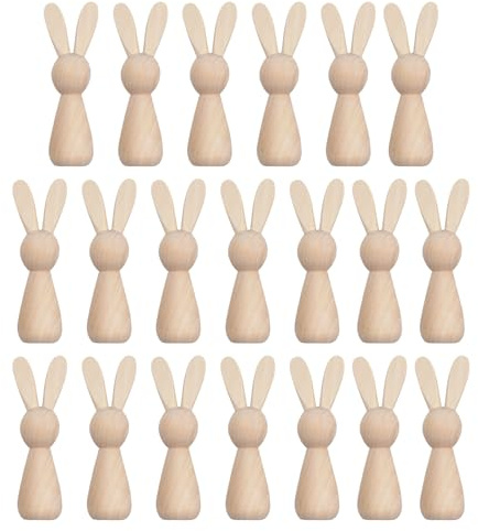 Holzhase Zum Bemalen, 20 Stück Unlackierter Osterhase Figuren Kaninchen Statue hasens Puppen Osterdekoration Graffiti Spielzeug Für Kinder Und Erwachsene