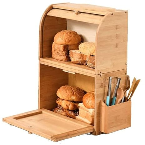 AMYSTY Boîte à Pain Huche à Pain Boîte À Pain Rétro Style Ferme Porte-Pain Minimaliste Boîte À Pain pour Garder La Cuisson Fraîche Conservation du Pain