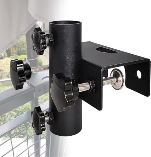 Taicols Sonnenschirmhalter Balkongeländer, Sonnenschirm Halterung Eckig Klemmbar, Einstellbar Balkonschirmhalter, Klemmbereich 20 mm - 63 mm, Sonnenschirmhalter Befestigung für Schirmrohr Ø25～38mm