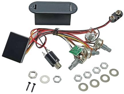 1 Set E-Bass Tonabnehmer Vorverstärker Systeme Steuerplatte Verkabelung geeignet für Klangverbesserung und einfache Installation