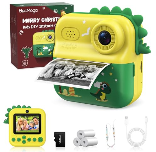 ElecMoga Sofortbildkamera Kinder, 48MP Kinderkamera 1080P HD 2,4 Zoll Bildschirm Digitalkamera mit 32GB Karte & DruckerPapier, Kinder Spielzeug Geburtstag Weihnachten Geschenk für 3-12 Jahren Junge