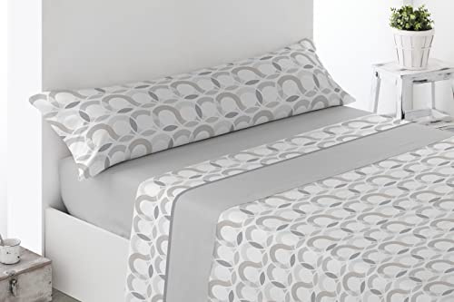 Miracle Home. Juego de Sábanas Térmicas de Pirineo Acari (3 Piezas), Bajera Ajustable, encimera y Funda de Almohada. Máxima Calidez, suavidad Premium y Ajuste Gris. 150 x 200. Cama 150