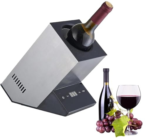 GYKOZY Enfriador de Vino, Cubo eléctrico con Control de Temperatura para Vino Tinto/Blancos Champán Gabinete de enfriamiento rápido Bar de Cocina, sin Necesidad de Hielo Acero