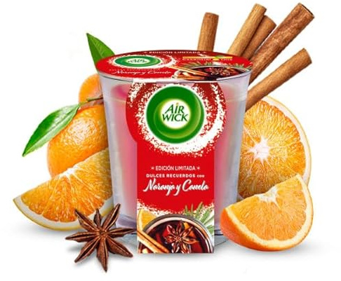 Air Wick Vela Aromática Perfumada con aroma a Dulces Recuerdos con Naranja y Canela 105gr