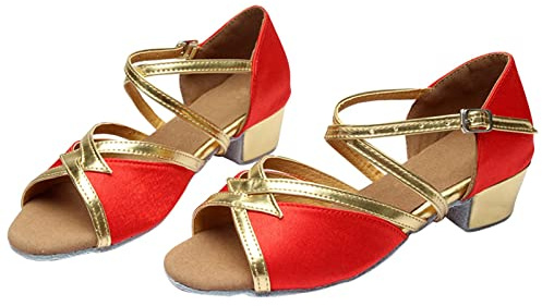 Chaussures de danse pour enfants et filles - Chaussures de danse latine à paillettes - Chaussures de ballet avec semelles souples - Chaussures de princesse - Chaussures habillées élégantes