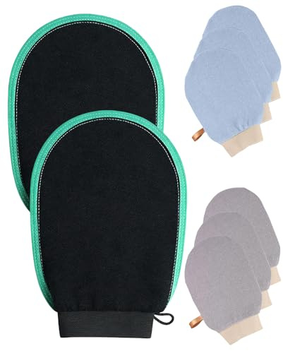 DASHUI 8 Pack Peeling Handschuh, Body Scrub, Peeling Körper, Peelinghandschuh Körperpeeling, Exfoliating Gloves für Tote Haut Entfernen, Sanfter Leichter Luffa Handschuh für Duschbad