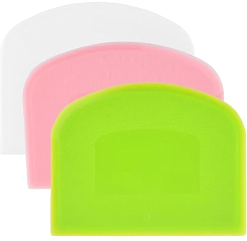 3PCS Plastic Dough Scraper Cards for Bread Pastry Pizza Cake | 3PCS non-stick plastic dough scraper cards for bread, pastry, pizza and cake making, with flexible edges and easy grip.