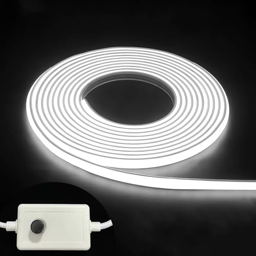 Striscia LED COB 220V da Esterno IP65 Dimmerabile(6000K,5m Dimmabile) | 780 lm/m, 240 LED/m e luce a 180°; adesiva, flessibile e tagliabile ogni 10 cm per cucina, camera, soffitto e giardino.