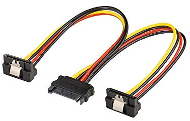 Goobay 95115 Cavo Elettrico/Adattatore a Y per PC, SATA 1 Connettore a 2 Prese da 90°