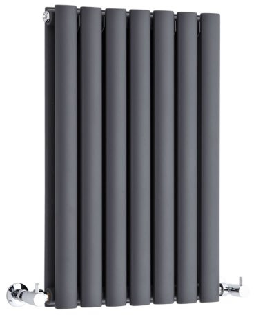 MILANO Anthracite Horizontal Double Oval Panel Radiator 635 x 413mm