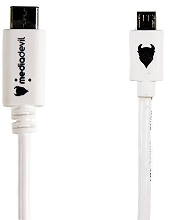 MediaDevil USB 3.1 Type C to USB Micro USB 3.0 5-Pin B Cable (1m, White) for Laptops, Smartphones and Tablets