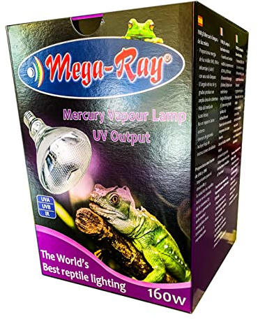 Mega-Ray - Basking Lamp D3 - UV Beleuchtung für Tropenterrarien und Wüstenterrarien - E27 Fassung (160 Watt)